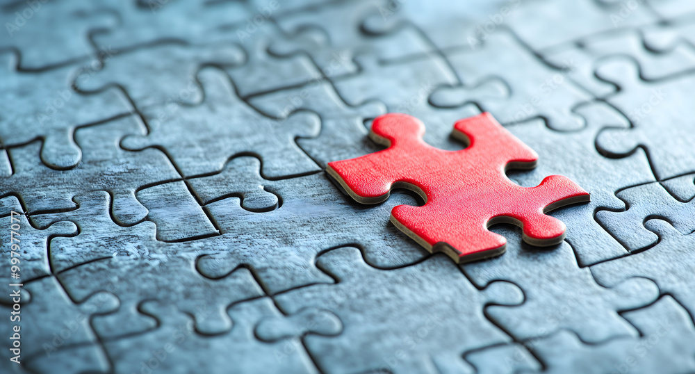 jigsaw puzzle with one red piece missing, symbolizing the problem and search for an underground data source concept jigsaw puzzle with one red piece missing, symbolizing the problem and search for an underground data source concept