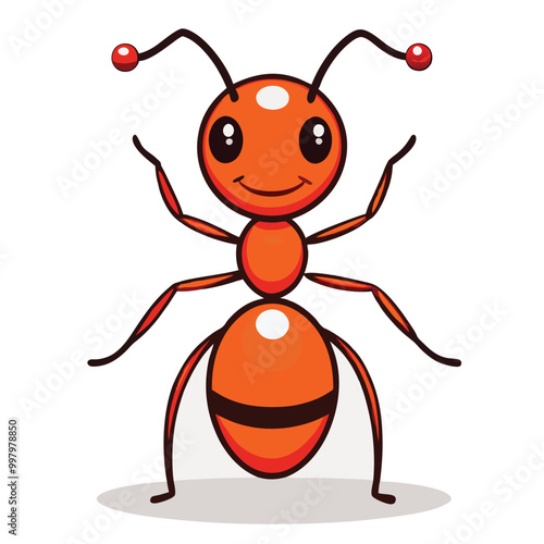 Cute ant cartoon clipart vector, perfect for educational projects and kids’ illustrations.