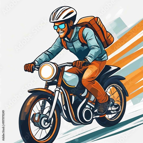 Biker riding bike vector photo