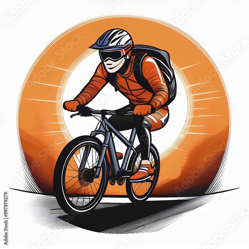 Biker riding bike vector photo