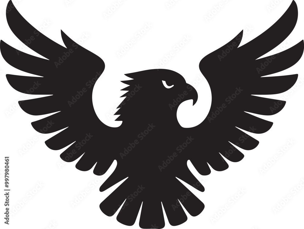 Obraz premium Eagle with spread wings vector. Eagle spreading its wing. Black and white vector.