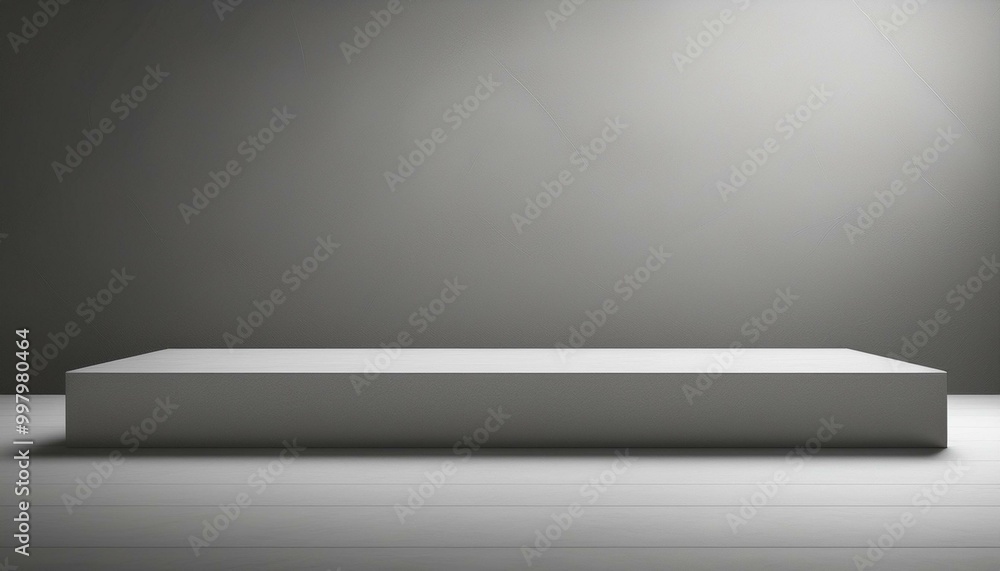 Studio with podium for product presentation. Empty floor and white wall with stand. 3D room with gradient background. Countertop with concrete or marble texture
Studio with podium for product presentation. Empty floor and white wall with stand. 3D room with gradient background. Countertop with concrete or marble texture