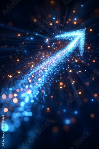 curved arrow graph business growth, pointing to the top right