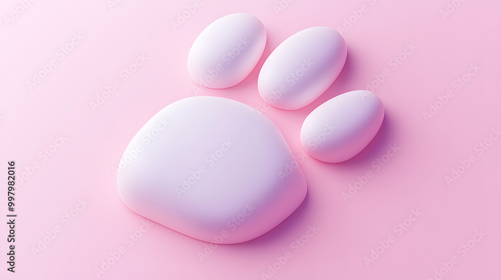 3D minimal pastel cat paw icon with soft pads and smooth edges placed on a clean background 3D minimal pastel cat paw icon with soft pads and smooth edges placed on a clean background