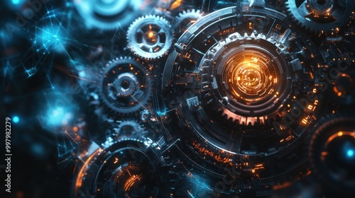 Abstract Digital Technology Gears