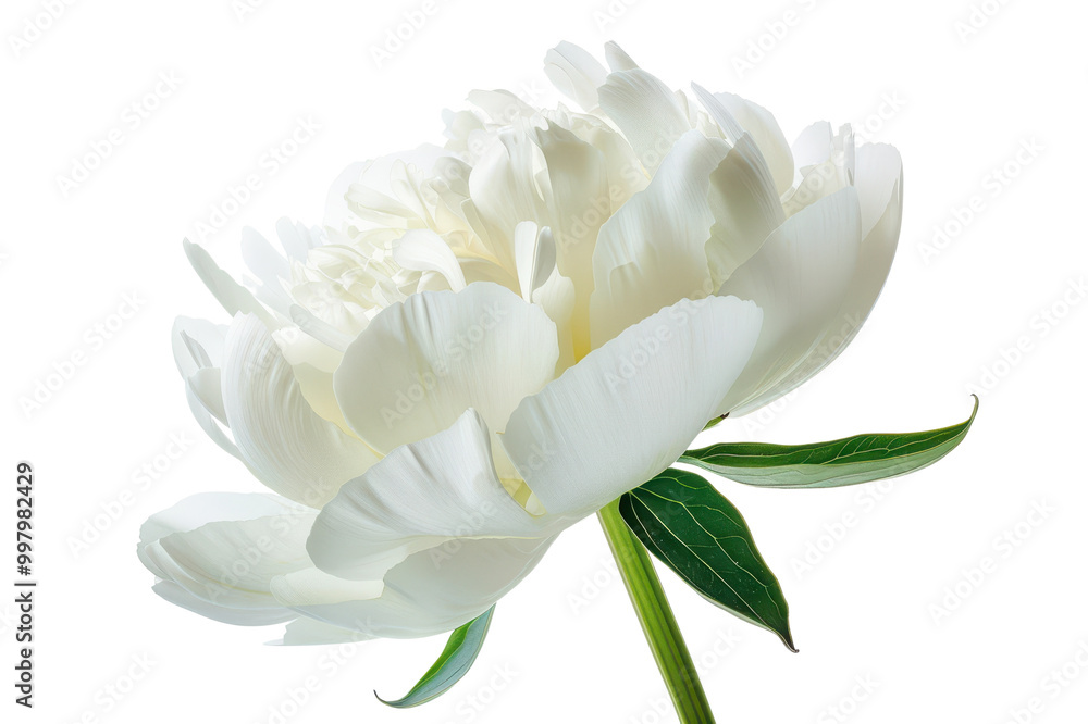 Fototapeta premium White peony flower, isolated on white background.