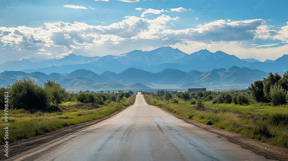 A concrete auto road winding through the Almaty region in Central Asia, Kazakhstan. A concrete auto road winding through the Almaty region in Central Asia, Kazakhstan.