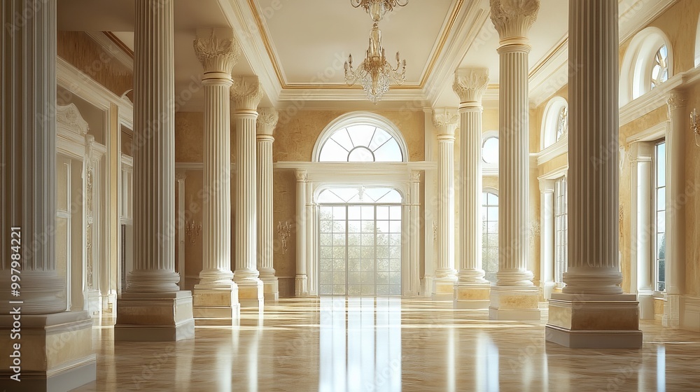 Elegant hall with large columns Elegant hall with large columns