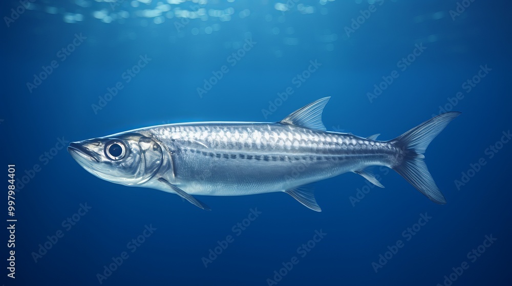 Shiny fish swimming gracefully in the clear blue ocean during a sunny day Shiny fish swimming gracefully in the clear blue ocean during a sunny day