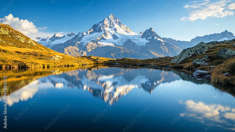 A stunning view of Monte Rosa in Valle d'Ayas, Italy, featuring the majestic peak of the Alps. A stunning view of Monte Rosa in Valle d'Ayas, Italy, featuring the majestic peak of the Alps.