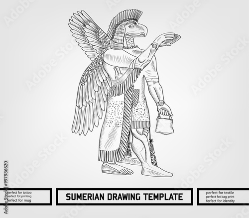 Sumerian decorative vector illustration. traditional ethnic ornament
