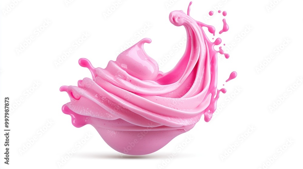 Whimsical Frozen Yogurt Swirls Floating in Mid-Air on White Background Whimsical Frozen Yogurt Swirls Floating in Mid-Air on White Background
