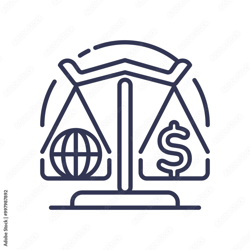 Scales balancing a globe and a dollar sign, symbolizing global financial risk assessment. Scales balancing a globe and a dollar sign, symbolizing global financial risk assessment.