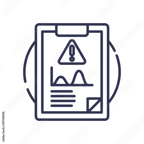 A clipboard with a warning sign, graph, and text, symbolizing incident reporting and data analysis.