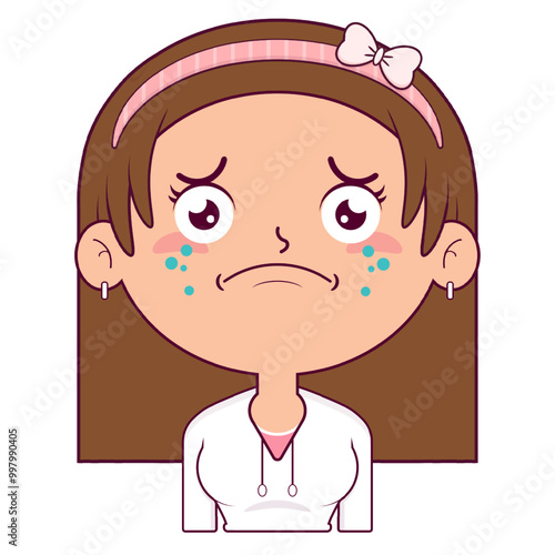 girl crying face cartoon cute