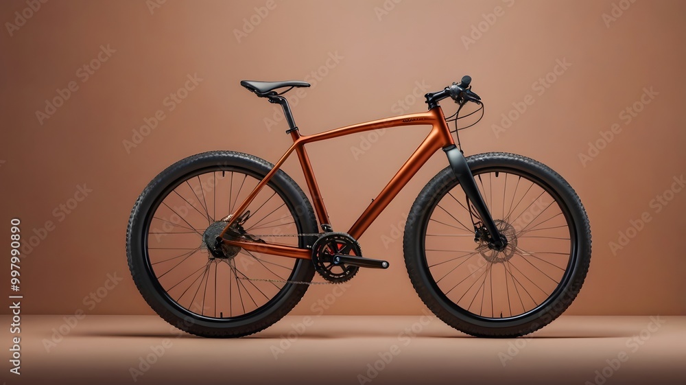 Fototapeta premium Modern off road bicycle with fat tires and sleek design on neutral backdrop