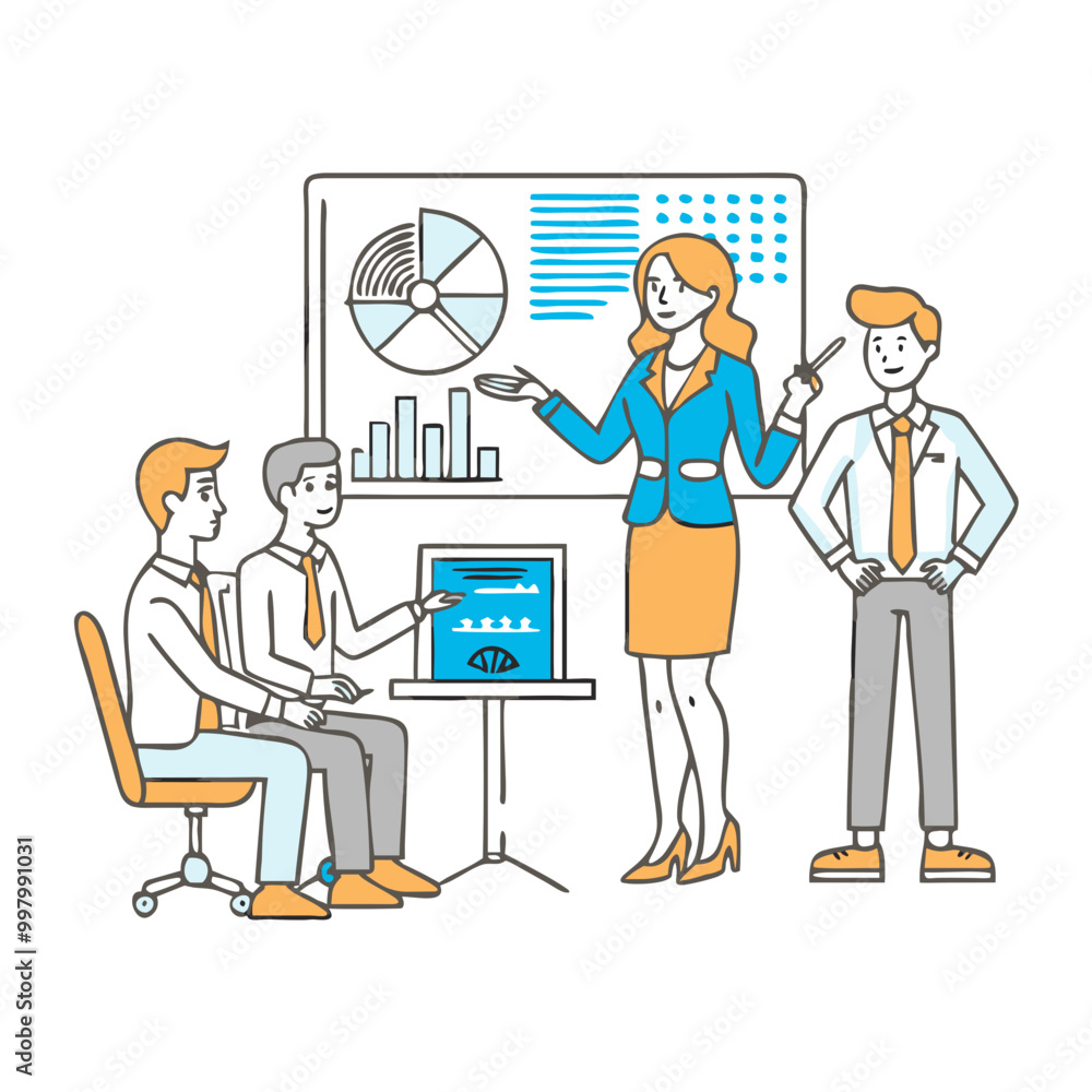 Business team discussing financial charts in a meeting for professional corporate presentations Business team discussing financial charts in a meeting for professional corporate presentations