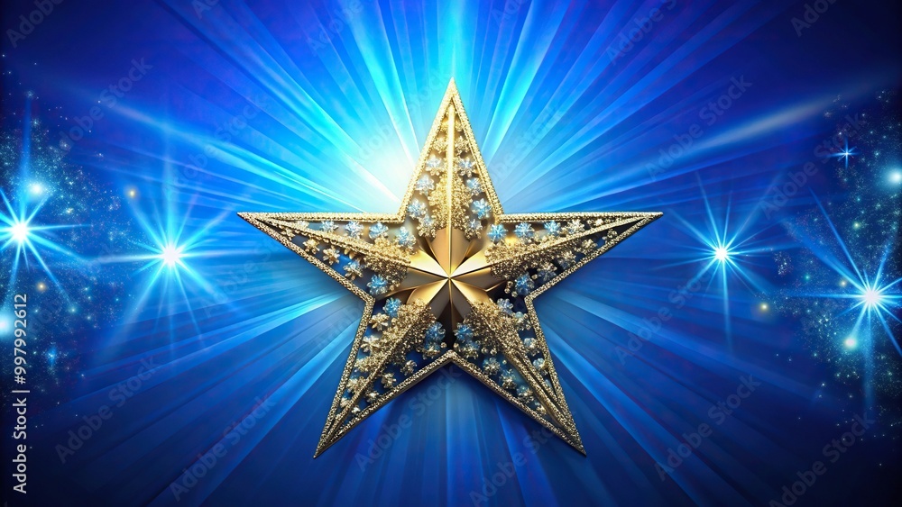 Fototapeta premium Fisheye Christmas theme stars on blue background