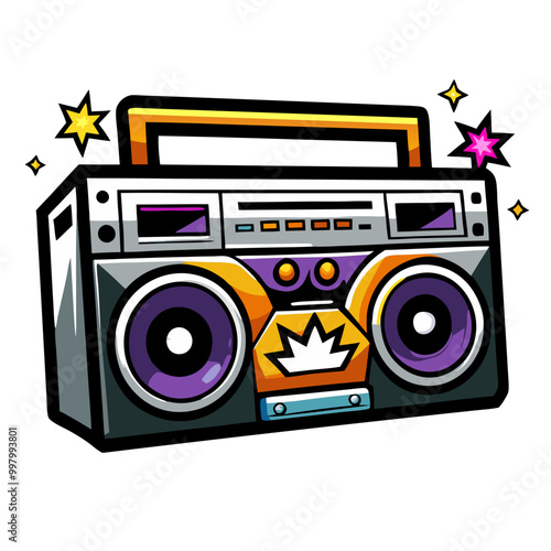Groovy Boombox: Retro Cassette Player Illustration 