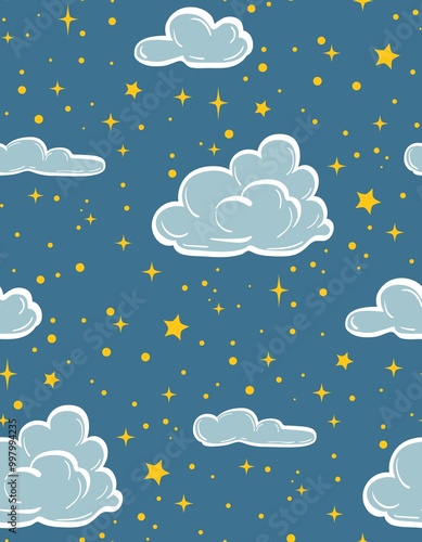 Hand drawn sky background Holidays pattern
