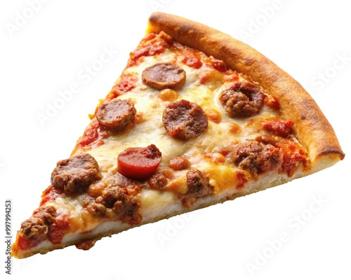 Mouthwatering Melting Cheese With a Topping of Pepperoni And Meat Slice Of Pizza For Menue And Ads Presentation on Transparent Background