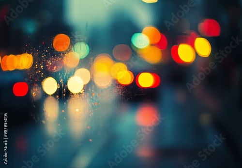 Blurred background photo with a piece of street light traffic macro photography photo