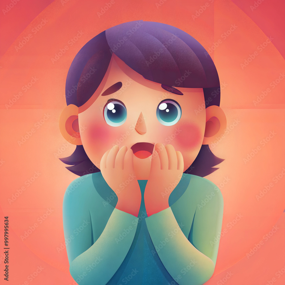 Illustration of a surprised child displaying an expression of astonishment and wonder Illustration of a surprised child displaying an expression of astonishment and wonder