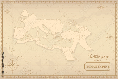 Map of Roman Empire in the old style, brown graphics in retro fantasy style.