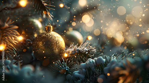 Beautiful bright Christmas background with copy space. AI Generated