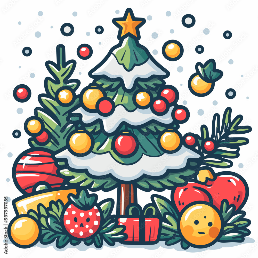 Christmas tree with gift boxes. Merry Christmas and Happy New Year greeting card. Christmas tree with gift boxes. Merry Christmas and Happy New Year greeting card.