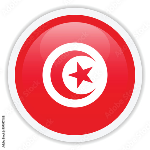 Free Download Flag of Tunisia. Glossy round icon isolated on white background - GFXLoad