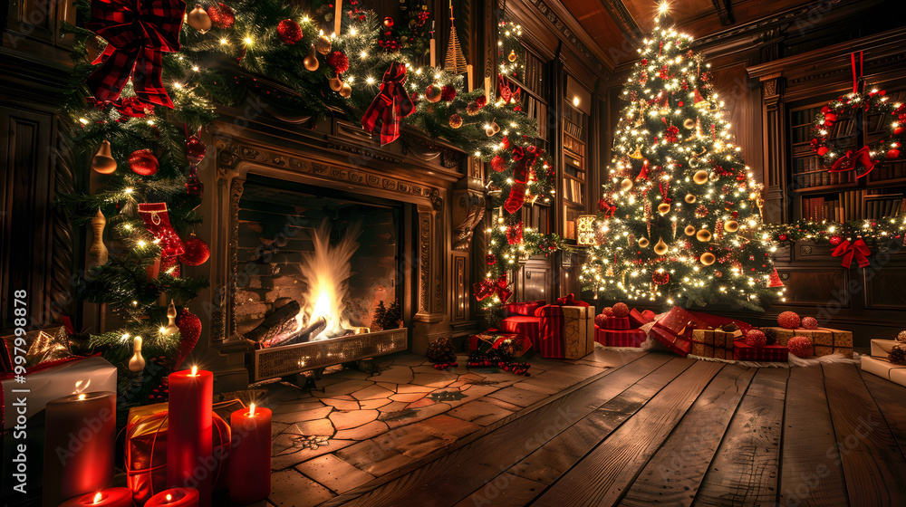 Beautiful bright Christmas background with copy space. AI Generated Beautiful bright Christmas background with copy space. AI Generated