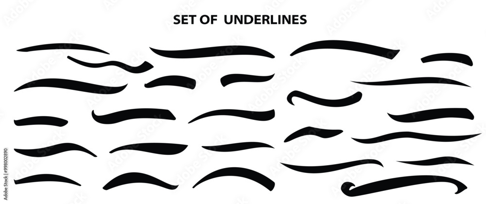 Set of hand lettering underlines lines Set of hand lettering underlines lines