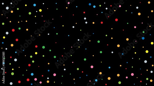 Colorful falling confetti on black background