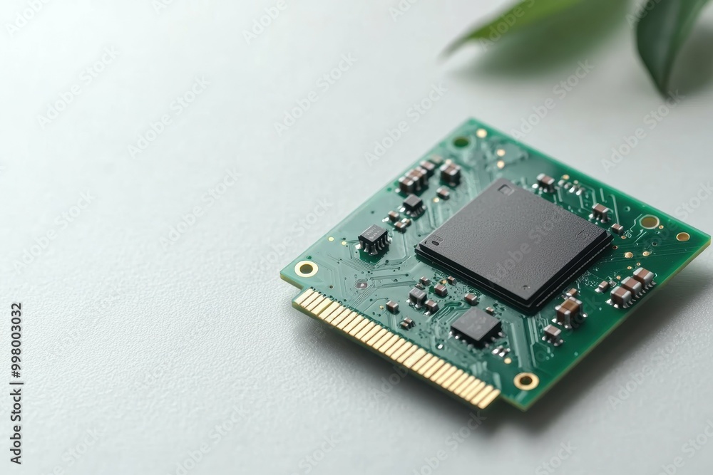 A microchip on a clean surface half-damaged representing the vulnerability of physical hardware in hacking. A microchip on a clean surface half-damaged representing the vulnerability of physical hardware in hacking.