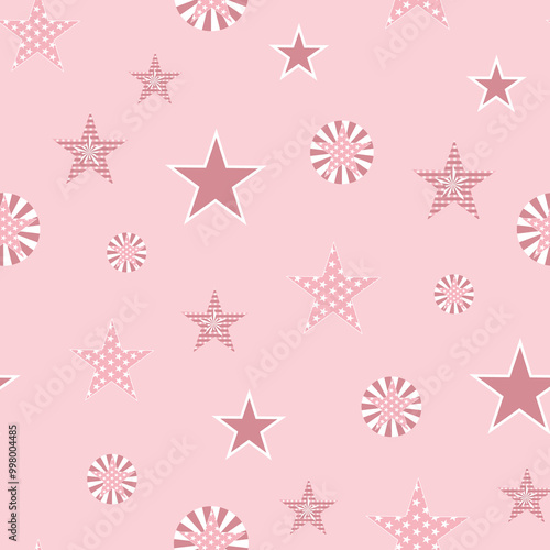 Star quilting in Pink, whites,Beige colours natural colour ,seamless pattern ,prints background
 photo