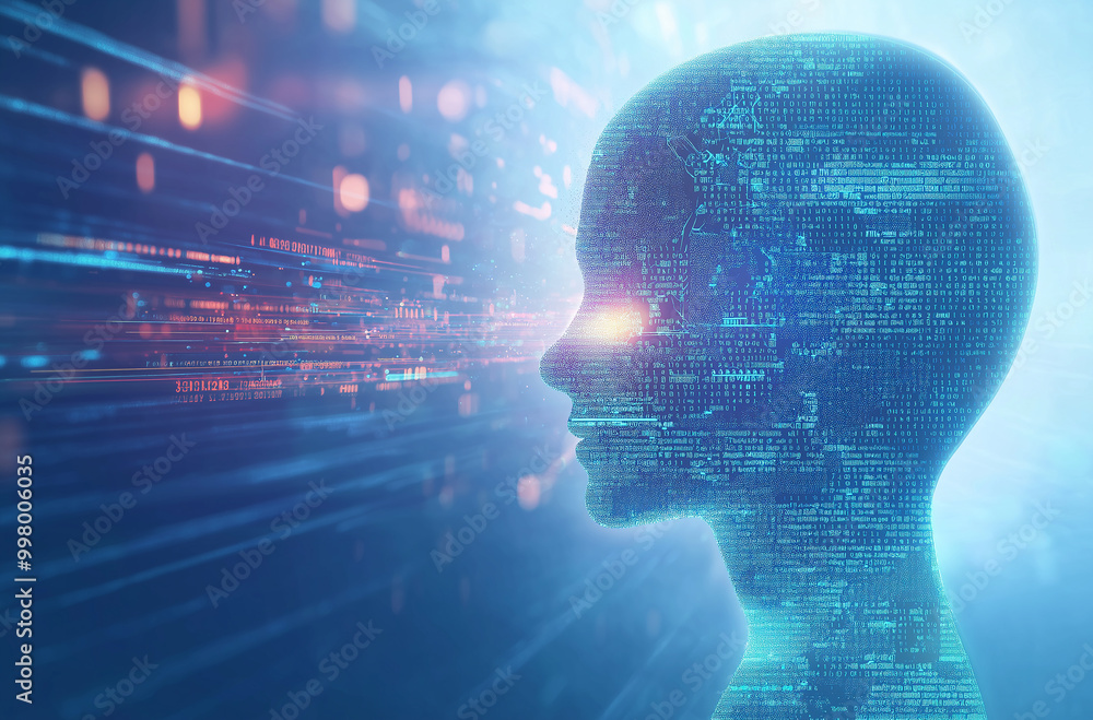 head with binary code head with binary code