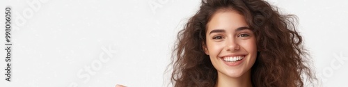 Radiant Smile, Curly Hair Portrait 