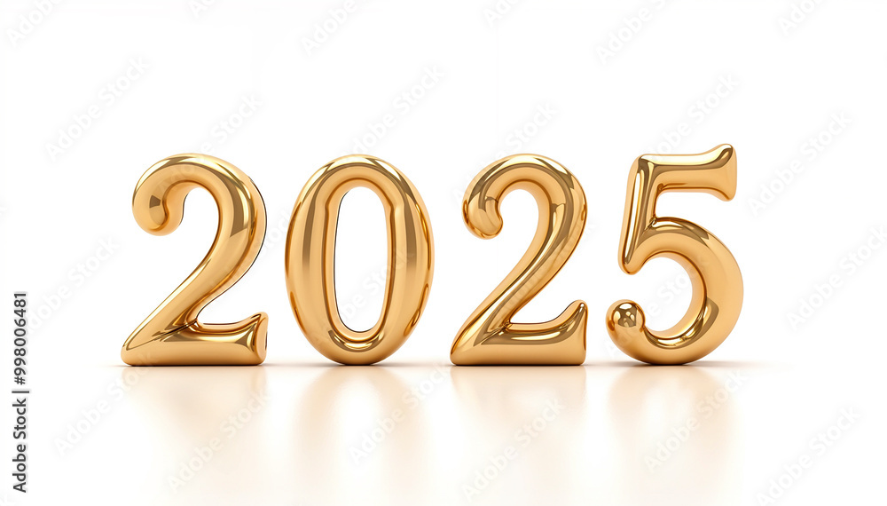 Happy New Year golden 2025 background. 2025 golden text on white. New Year banner. Celebration. Gold glitter Happy New Year golden 2025 background. 2025 golden text on white. New Year banner. Celebration. Gold glitter