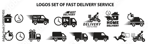 Logos set of fast delivery service photo