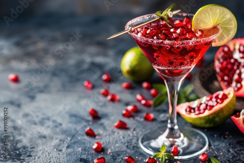 Refreshing Pomegranate Martini with Lime and Berries for a Perfect Summer Cocktail Inspiration