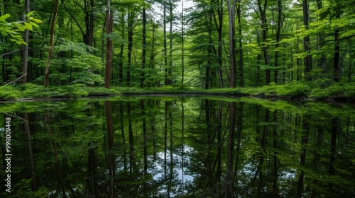 Serene Reflection in a Tranquil Forest