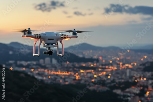 Futuristic drone with neon blue and pink lighting hovering against a digital backdrop symbolizing the future of drone technology in fast paced logistics systems