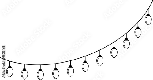 Christmas Light Hanging Bunting Curve Outline Coloring