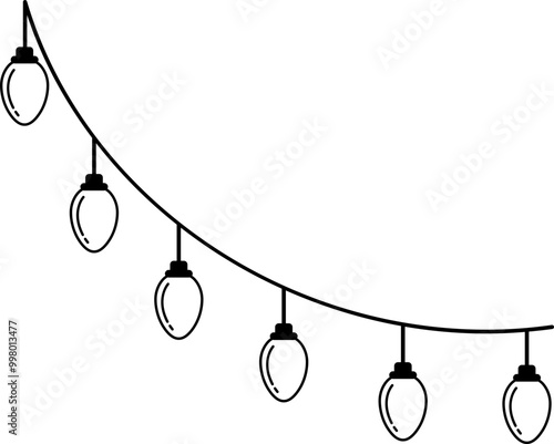 Christmas Light Hanging Bunting Curve Outline Coloring