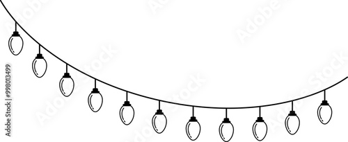 Christmas Light Hanging Bunting Curve Outline Coloring