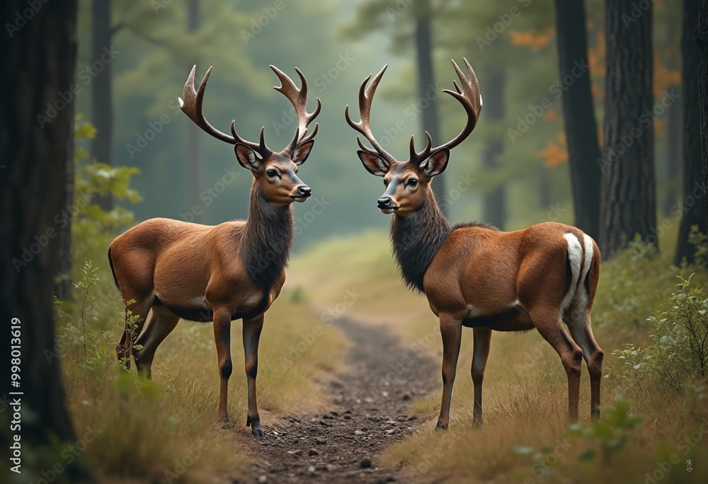 Obraz premium Portrait of deer in a forest