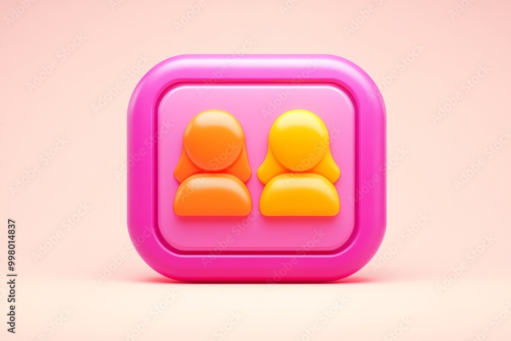 3D illustration of a social media icon in vibrant pink and orange representing digital networking user engagement and online community building in the virtual space 3D illustration of a social media icon in vibrant pink and orange representing digital networking user engagement and online community building in the virtual space