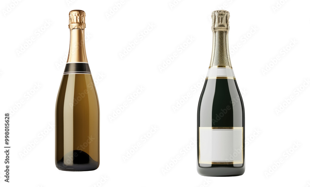 set of champagne bottles with empty blank lable isolated set of champagne bottles with empty blank lable isolated