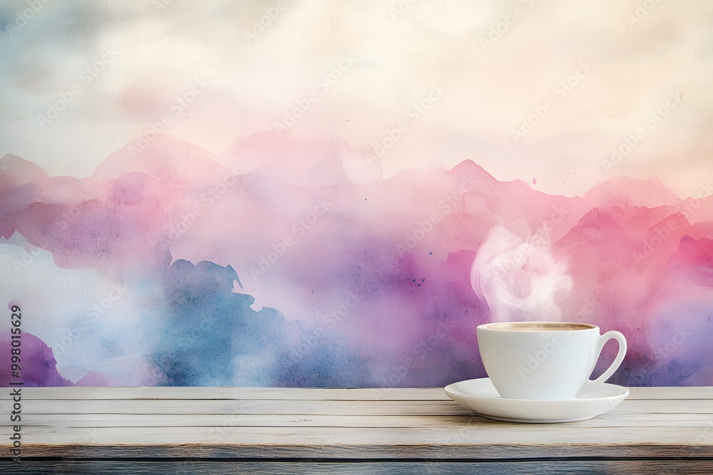 Steaming Cup of Coffee on Textured Background Steaming Cup of Coffee on Textured Background